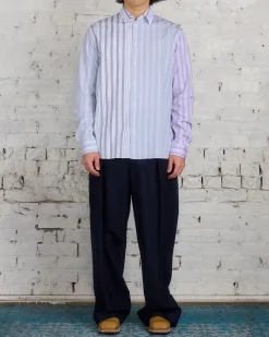 New JW Anderson Multi-Stripe Patchwork Button Shirt