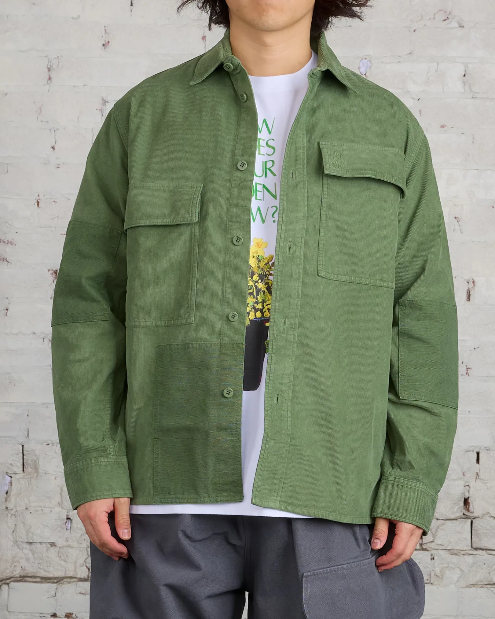 Sale JW Anderson Patchwork Corduroy Overshirt Dark Green