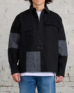 Fashion JW Anderson Patchwork 13oz Denim Overshirt Black