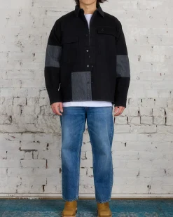 Fashion JW Anderson Patchwork 13oz Denim Overshirt Black
