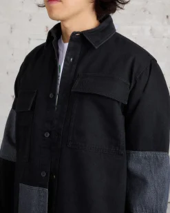 Fashion JW Anderson Patchwork 13oz Denim Overshirt Black