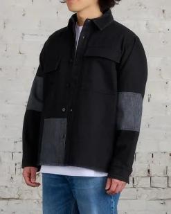 Fashion JW Anderson Patchwork 13oz Denim Overshirt Black