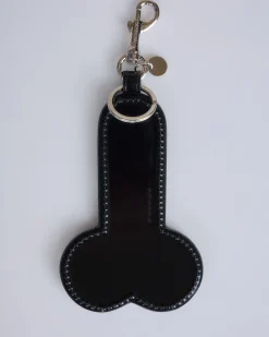 New JW Anderson Penis Leather Keyring Black
