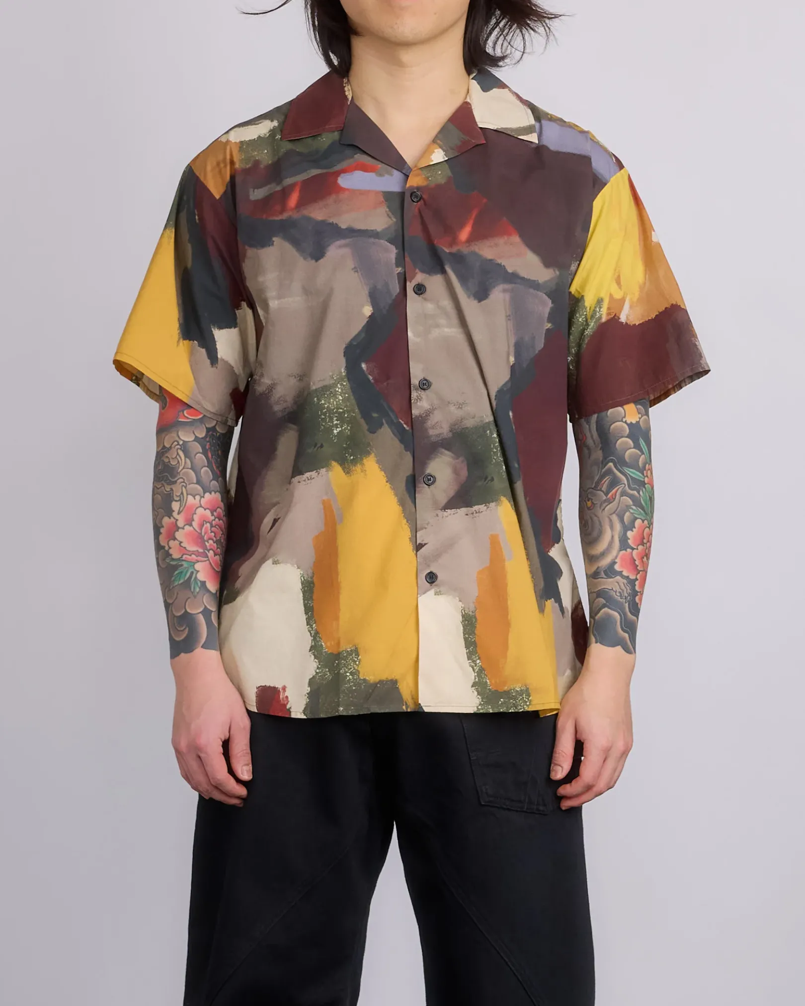 Clearance JW Anderson Printed Button Short Sleeve Shirt Olive