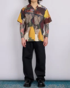 Clearance JW Anderson Printed Button Short Sleeve Shirt Olive