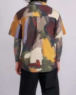 Clearance JW Anderson Printed Button Short Sleeve Shirt Olive