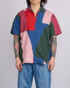 Fashion JW Anderson Printed Zip-Up Short Sleeve Shirt Multi