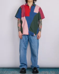 Fashion JW Anderson Printed Zip-Up Short Sleeve Shirt Multi