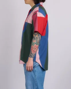 Fashion JW Anderson Printed Zip-Up Short Sleeve Shirt Multi