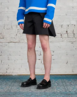 New JW Anderson Side Panel Cotton Sateen Short Black