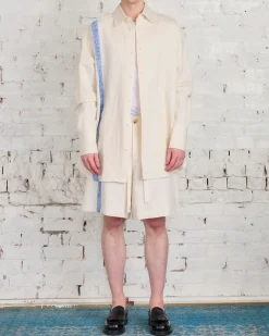 Best JW Anderson Tea Towel Oversized Linen Blend Button Shirt Off White