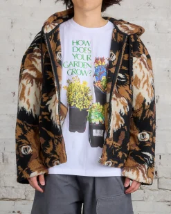 Best JW Anderson Zip Front Hooded Cat Fleece Jacket Brown