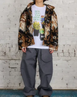 Best JW Anderson Zip Front Hooded Cat Fleece Jacket Brown