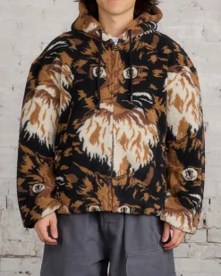 Best JW Anderson Zip Front Hooded Cat Fleece Jacket Brown