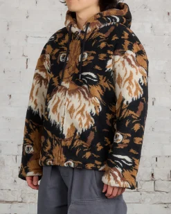 Best JW Anderson Zip Front Hooded Cat Fleece Jacket Brown