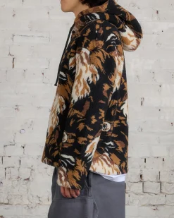 Best JW Anderson Zip Front Hooded Cat Fleece Jacket Brown