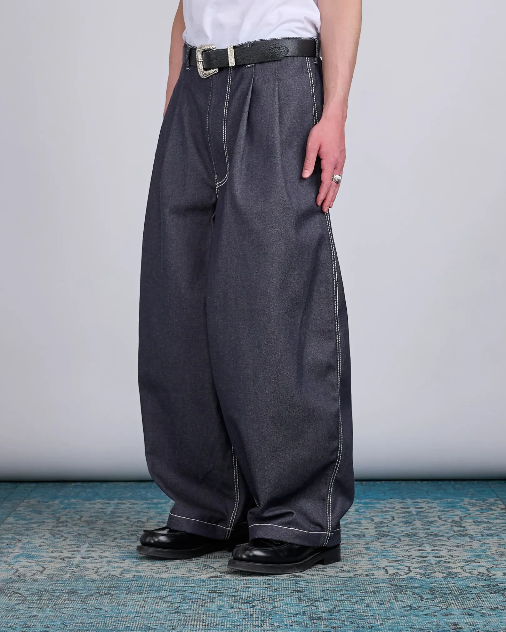 Outlet LaFrance Double Pleated Denim Navy