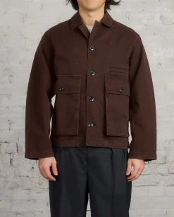 Fashion Lemaire Boxy Heavy Garment Dyed Denim Jacket Espresso