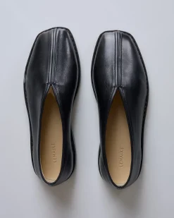 New Lemaire Flat Piped Slipper Loafer Nappa Leather Black
