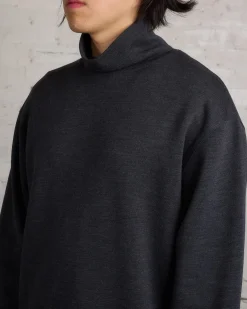 Hot Lemaire Mock Neck Heavy Wool Sweatshirt Anthracite Melange