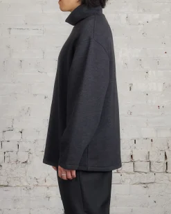 Hot Lemaire Mock Neck Heavy Wool Sweatshirt Anthracite Melange