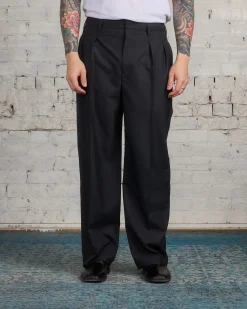 Sale Lemaire Pleated Tropical Wool Pant Caviar