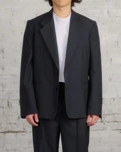 New Lemaire Tailored SB Blazer Tropical Wool Jacket Caviar