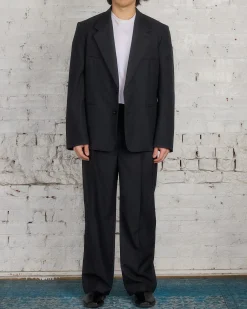 New Lemaire Tailored SB Blazer Tropical Wool Jacket Caviar