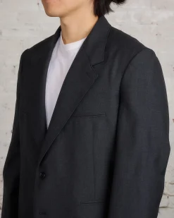 New Lemaire Tailored SB Blazer Tropical Wool Jacket Caviar