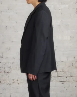 New Lemaire Tailored SB Blazer Tropical Wool Jacket Caviar