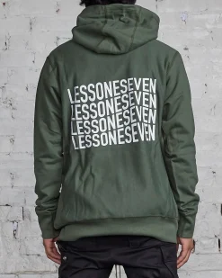 Best LESS 17 LESS17 Wavy Hoodie Olive