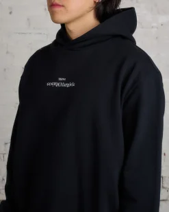 Fashion Maison Margiela Embroidered Logo Hooded Sweatshirt Black White