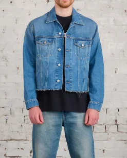Outlet MM6 Maison Margiela Maison Margiela MM6 Raw Edge Denim Jacket Light Blue