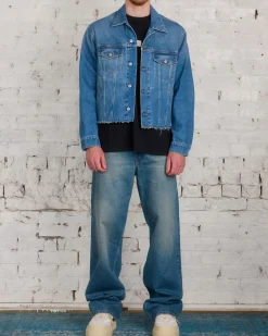Outlet MM6 Maison Margiela Maison Margiela MM6 Raw Edge Denim Jacket Light Blue