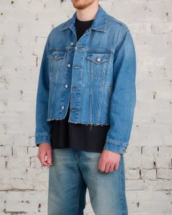 Outlet MM6 Maison Margiela Maison Margiela MM6 Raw Edge Denim Jacket Light Blue