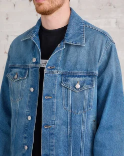 Outlet MM6 Maison Margiela Maison Margiela MM6 Raw Edge Denim Jacket Light Blue