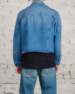 Outlet MM6 Maison Margiela Maison Margiela MM6 Raw Edge Denim Jacket Light Blue