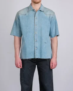Outlet MM6 Maison Margiela Maison Margiela MM6 Western Button Denim Shirt Light Blue