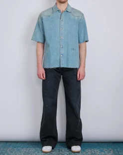 Outlet MM6 Maison Margiela Maison Margiela MM6 Western Button Denim Shirt Light Blue