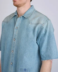 Outlet MM6 Maison Margiela Maison Margiela MM6 Western Button Denim Shirt Light Blue