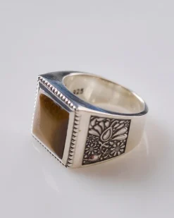 Fashion Maple Buick Ring Silver 925 Tiger Eye