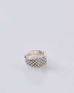 Clearance MAPLE Quilted Signet Ring Silver 925