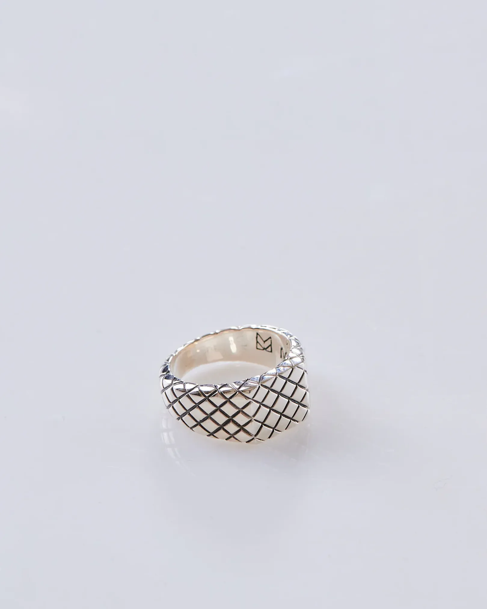 Clearance MAPLE Quilted Signet Ring Silver 925