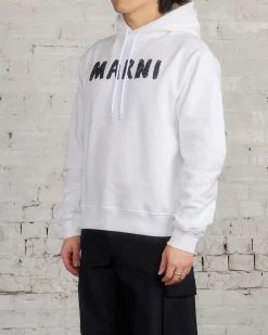 Online Marni Crayon Logo Hooded Sweatshirt Natural White
