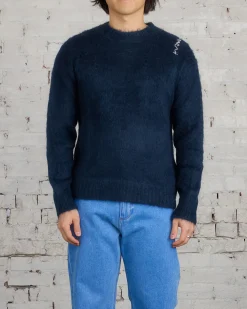 Online Marni Fuzzy Wuzzy Mohair Crewneck Sweater Midnight