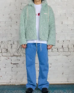 Discount Marni Long Pile Shaggy Faux Fur Jacket Linden Green