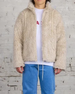 Hot Marni Long Pile Shaggy Faux Fur Jacket Glass Beige