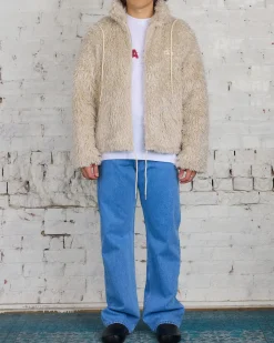 Hot Marni Long Pile Shaggy Faux Fur Jacket Glass Beige