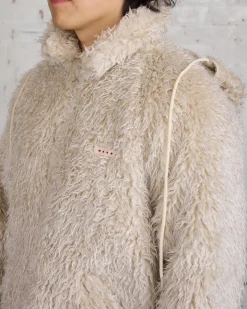 Hot Marni Long Pile Shaggy Faux Fur Jacket Glass Beige