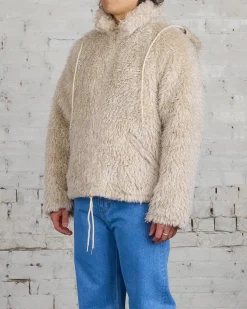 Hot Marni Long Pile Shaggy Faux Fur Jacket Glass Beige